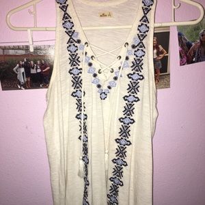Printed lace-up tank